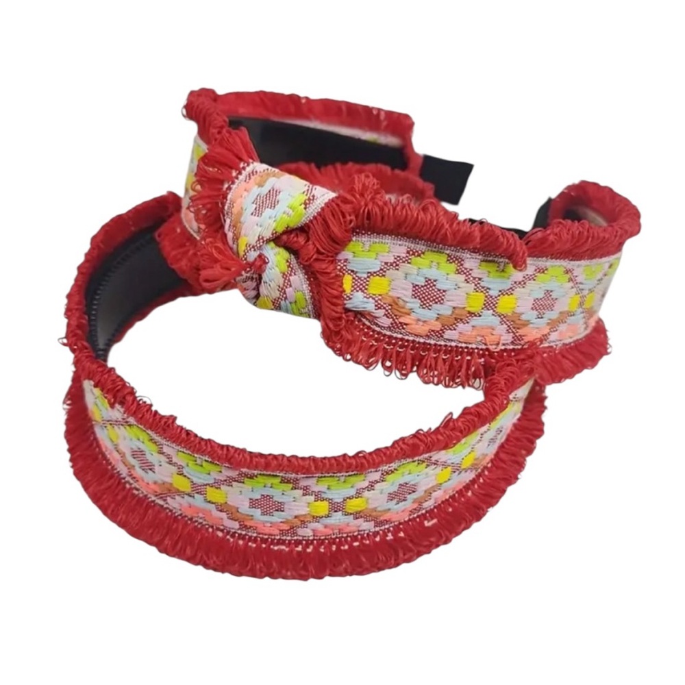 💖 3/$30 💖 Red Boho Patterned Fringe Headband